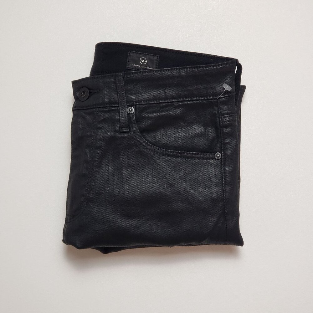 AG Adriano Goldschmied The Farrah Skinny Distressed Women's 27 Black Leatherette - Picture 15 of 16